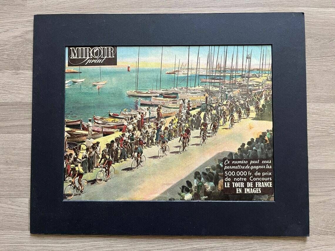 Vintage Tour De France Colour Cycling Print 1949 photo furniture