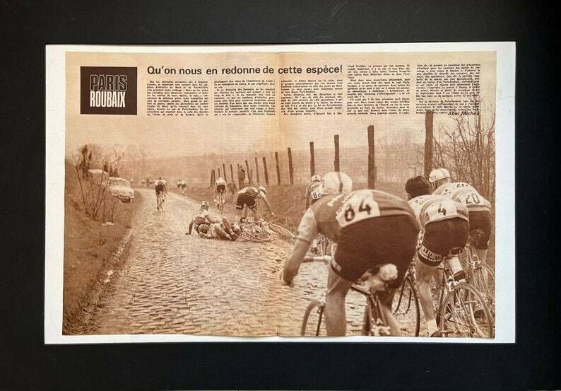 Paris Roubaix Original Vintage Cycling Print 1967