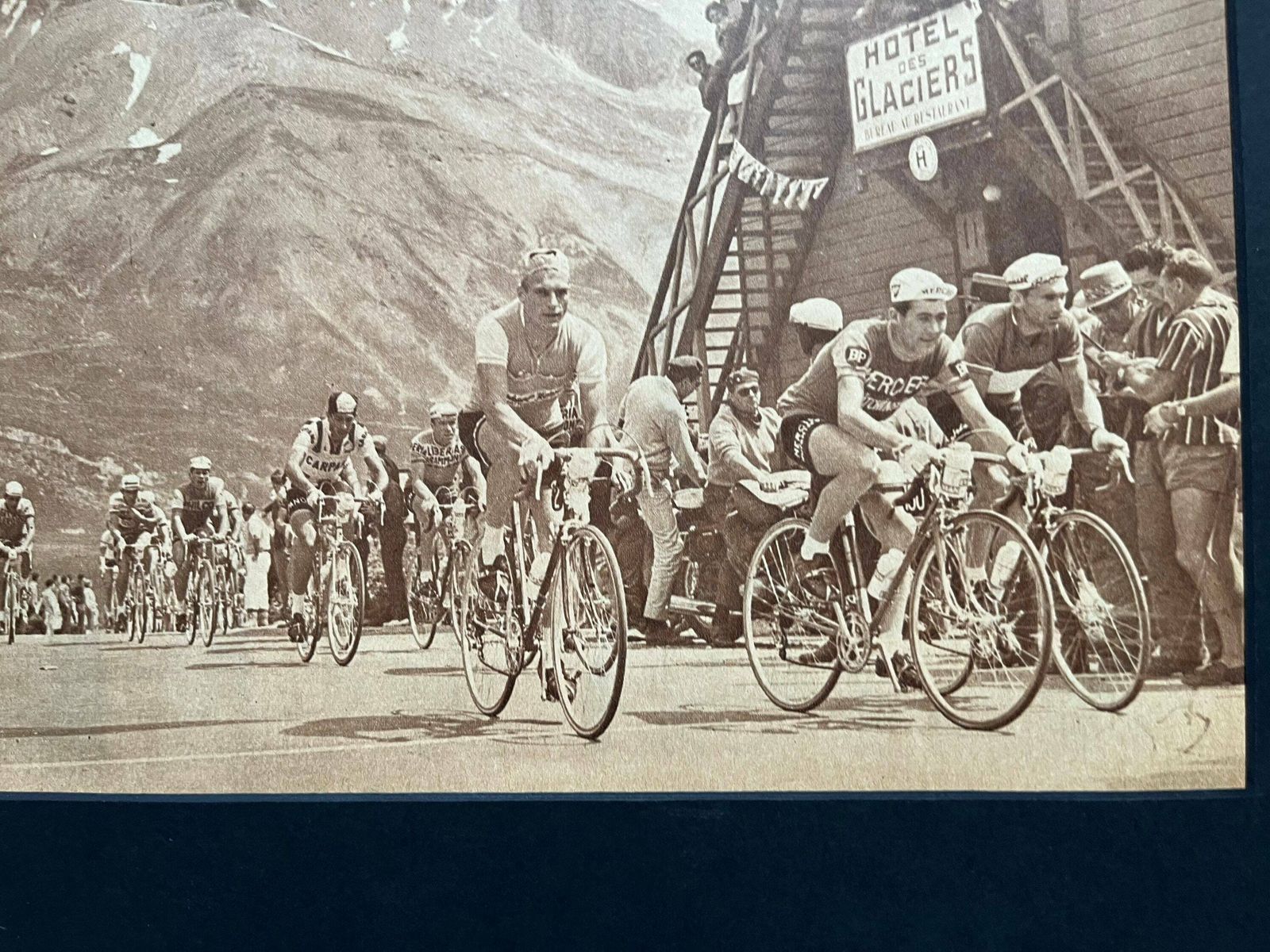Vintage Tour De France Cycling Print   Col Du Lauteret 1962 photo furniture