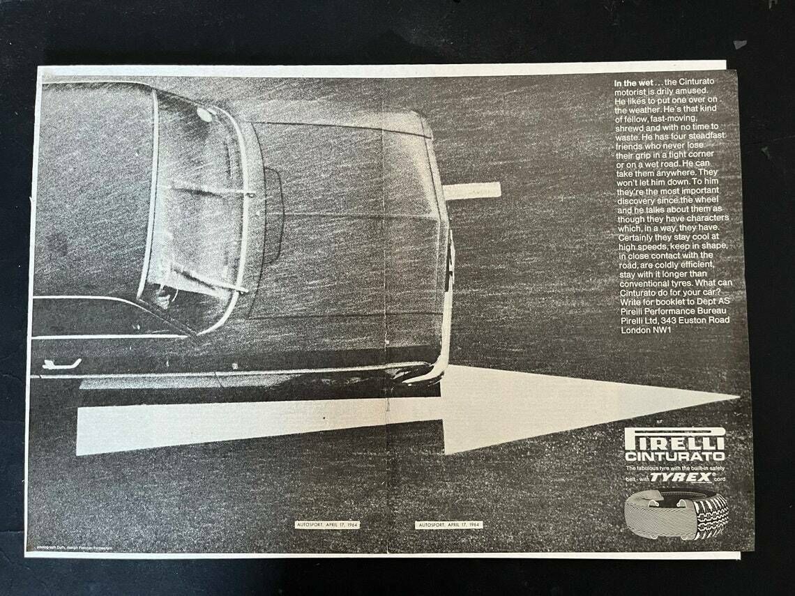 photo furniture Pirelli Cinturato Tyres   Vintage Advertising Print 1960s