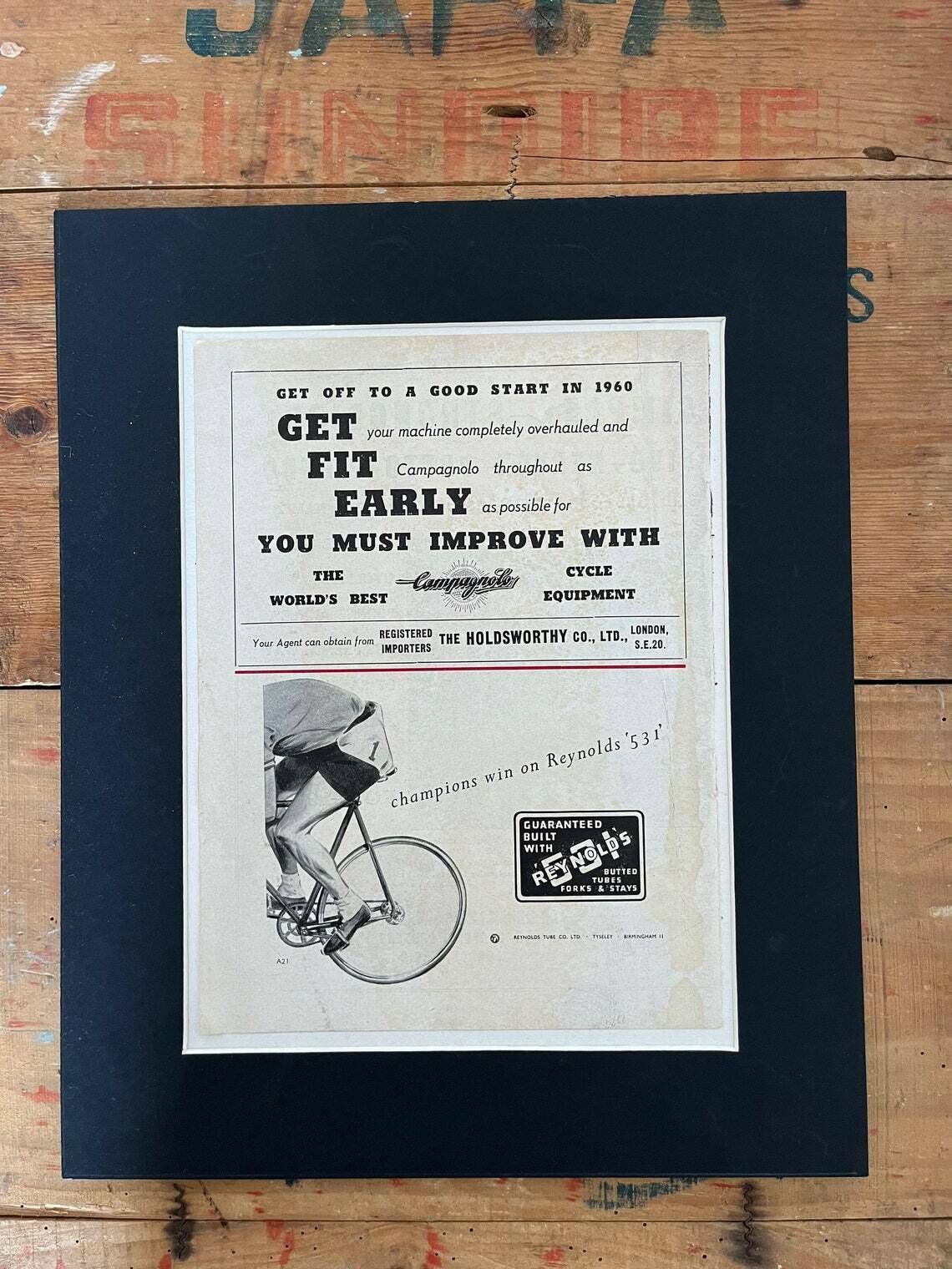 Campagnolo / Reynolds 531 Original Vintage Cycling Print 1960s photo furniture