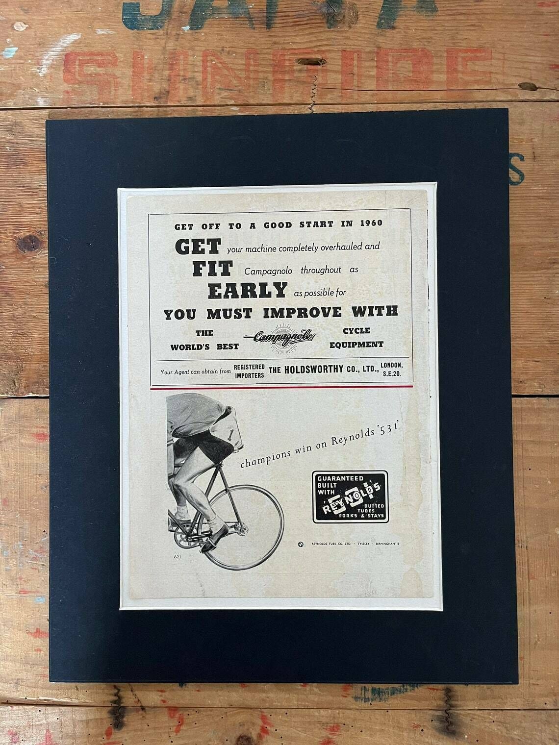 Campagnolo / Reynolds 531 Original Vintage Cycling Print 1960s photo for sale