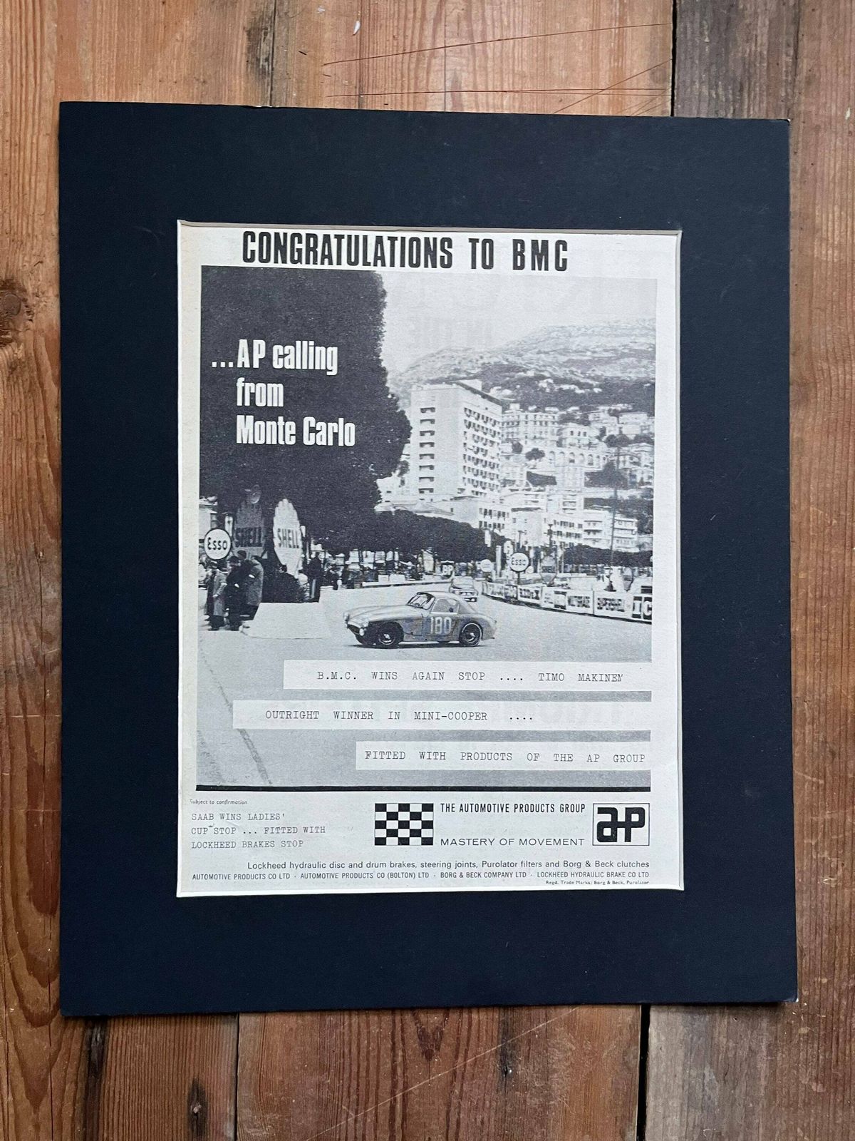 Vintage Bmc Advertising Print 1963 Monte Carlo Rally