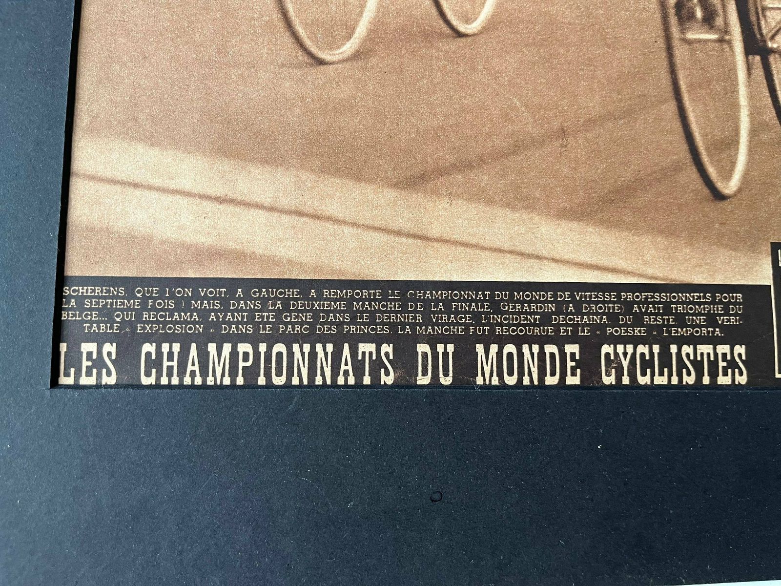 Original Pista French Cycling Print 1947 Scherens / Gerardin photo Art