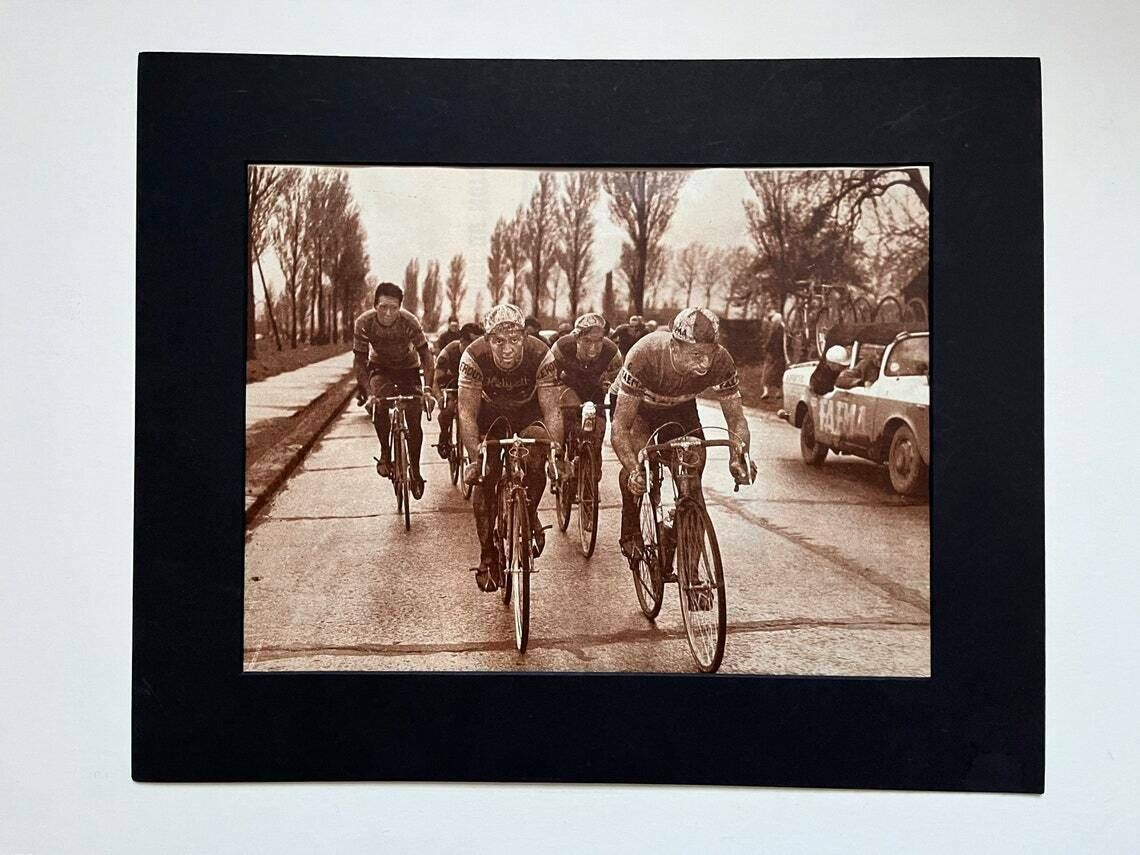 Paris Roubaix Vintage Cycling Print 1959 Roger Rivière Rik Van Looy