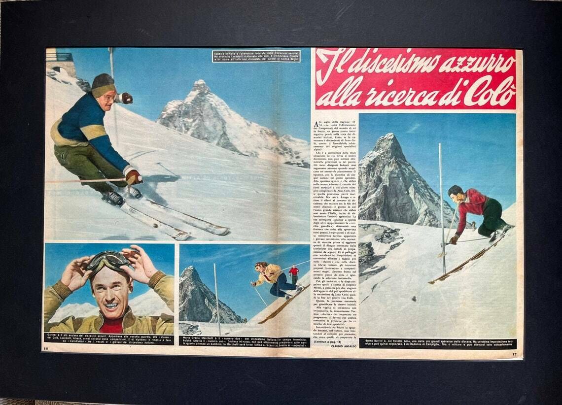 Vintage Italian Skiing Print C1953 photo Art