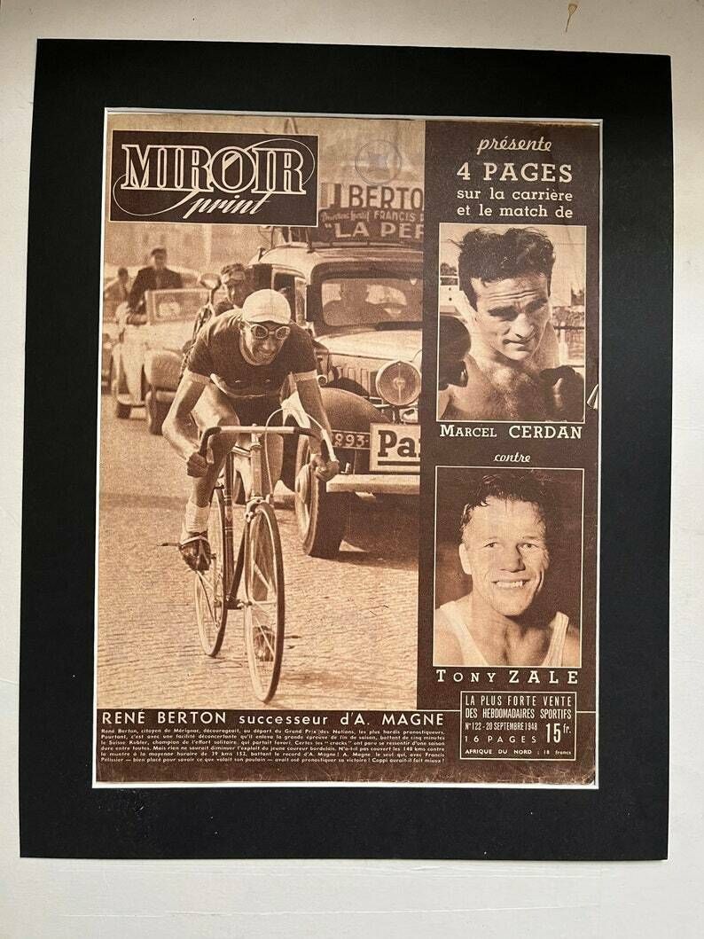 Original Vintage Tour De France 1948 French Cycling Print Rene Berton