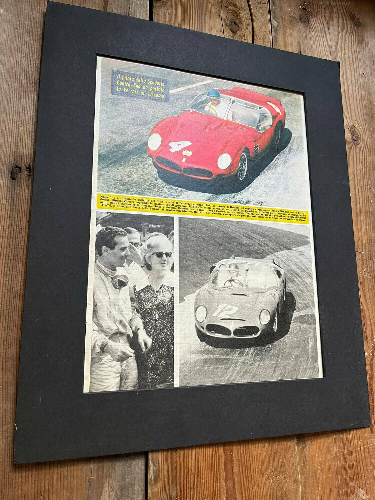 Original Ferrari Racing Car Print 1961 Lorenzo Bandini photo furniture