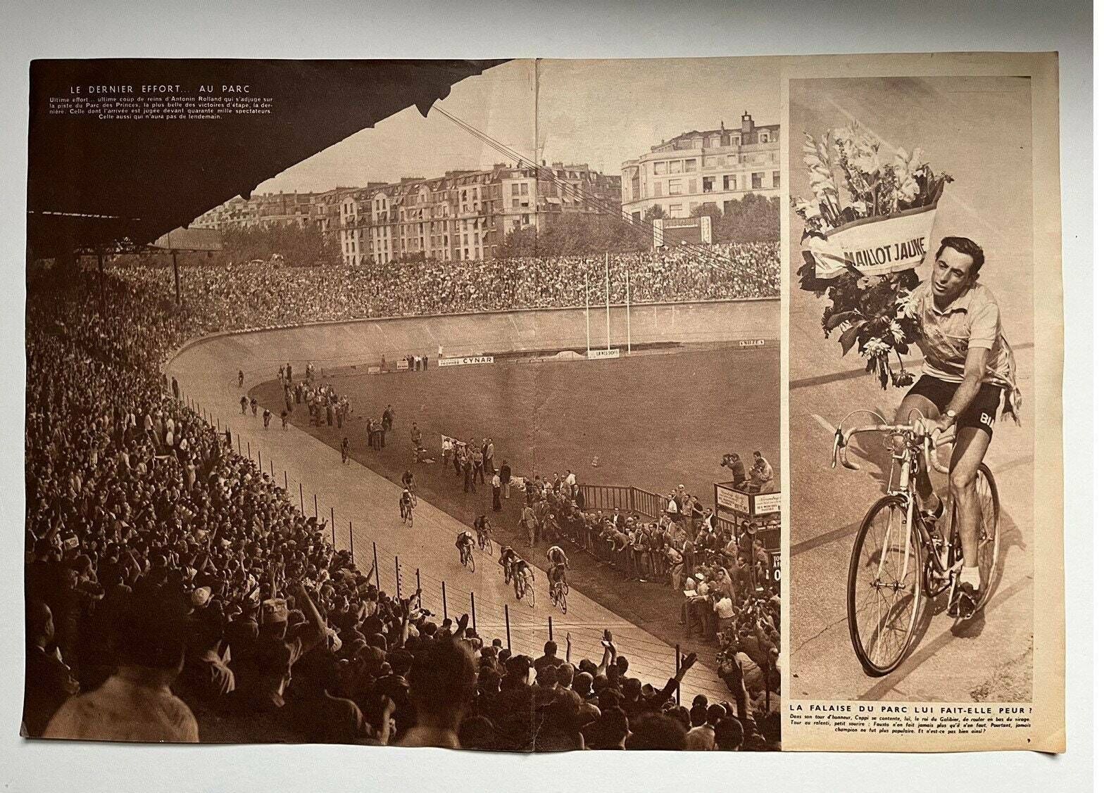1952 Fausto Coppi Bianchi Original Vintage Cycling Print