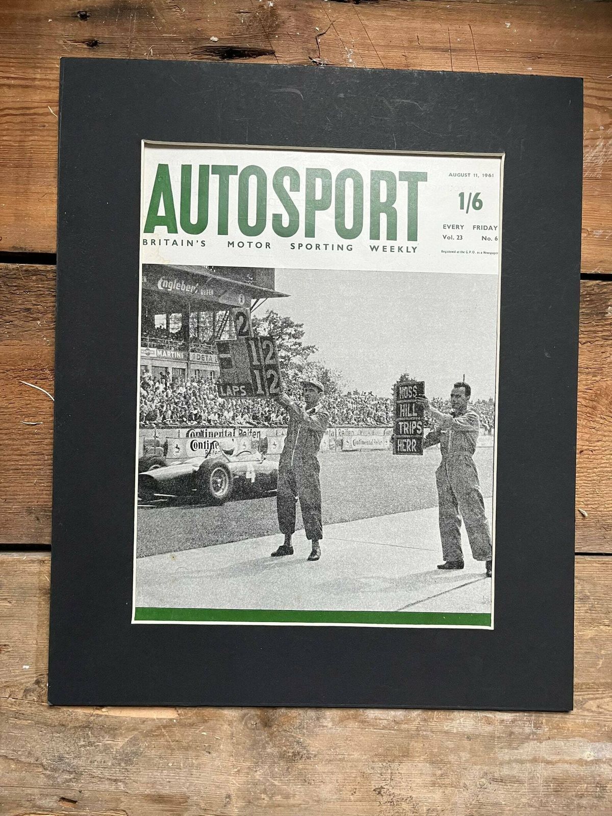 Vintage Autosport Print 1961 Graham Hill Stirling Moss German Grand Prix photo furniture