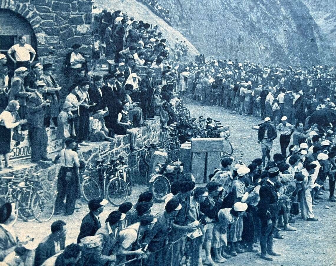 1950 Gino Bartali Tourmalet Original Vintage Cycling Print photo furniture