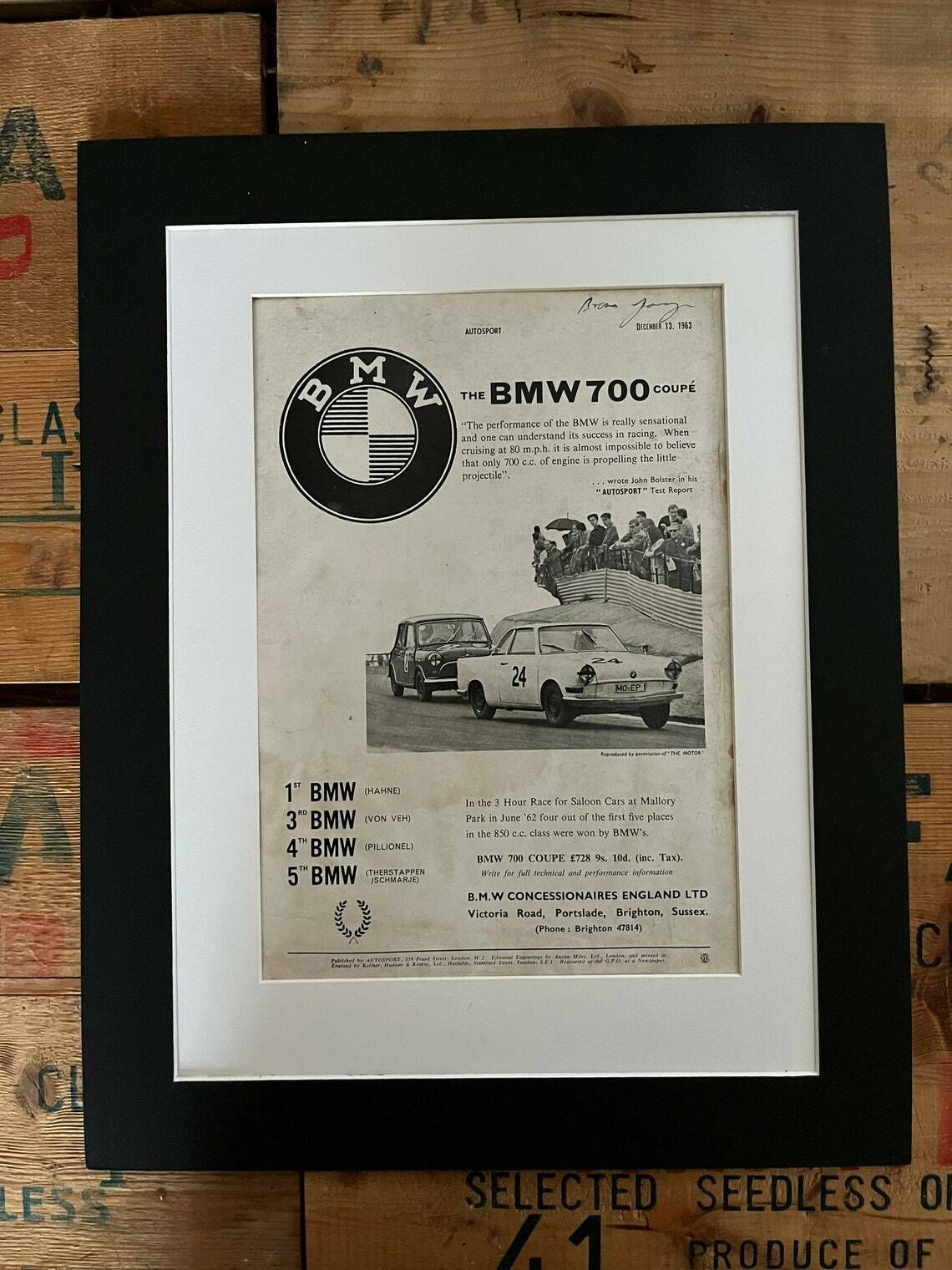 Auto Sport Bmw 700 Vintage Magazine Print 1963