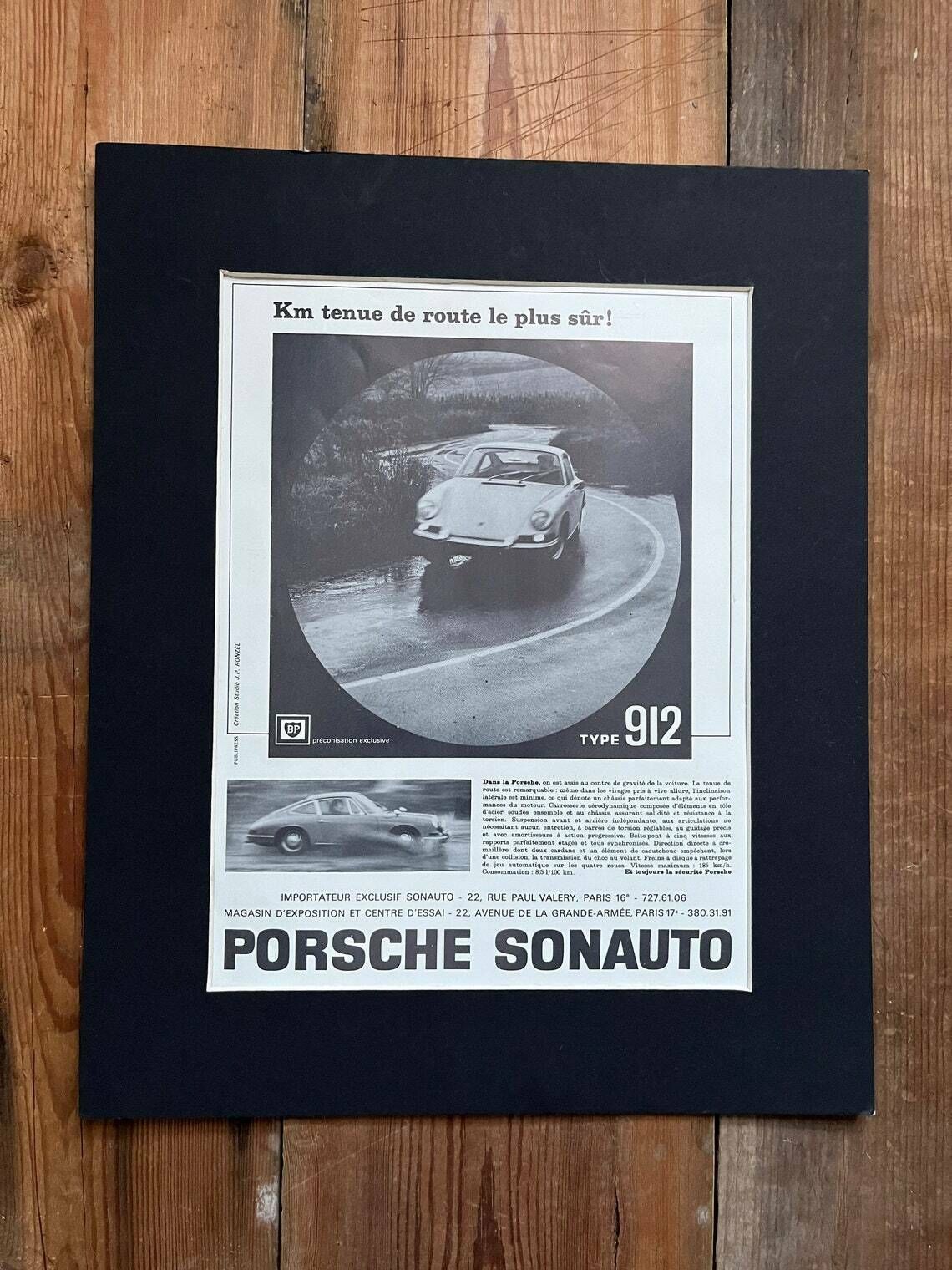 Original Porsche 911s Vintage French Advertising Print 1965