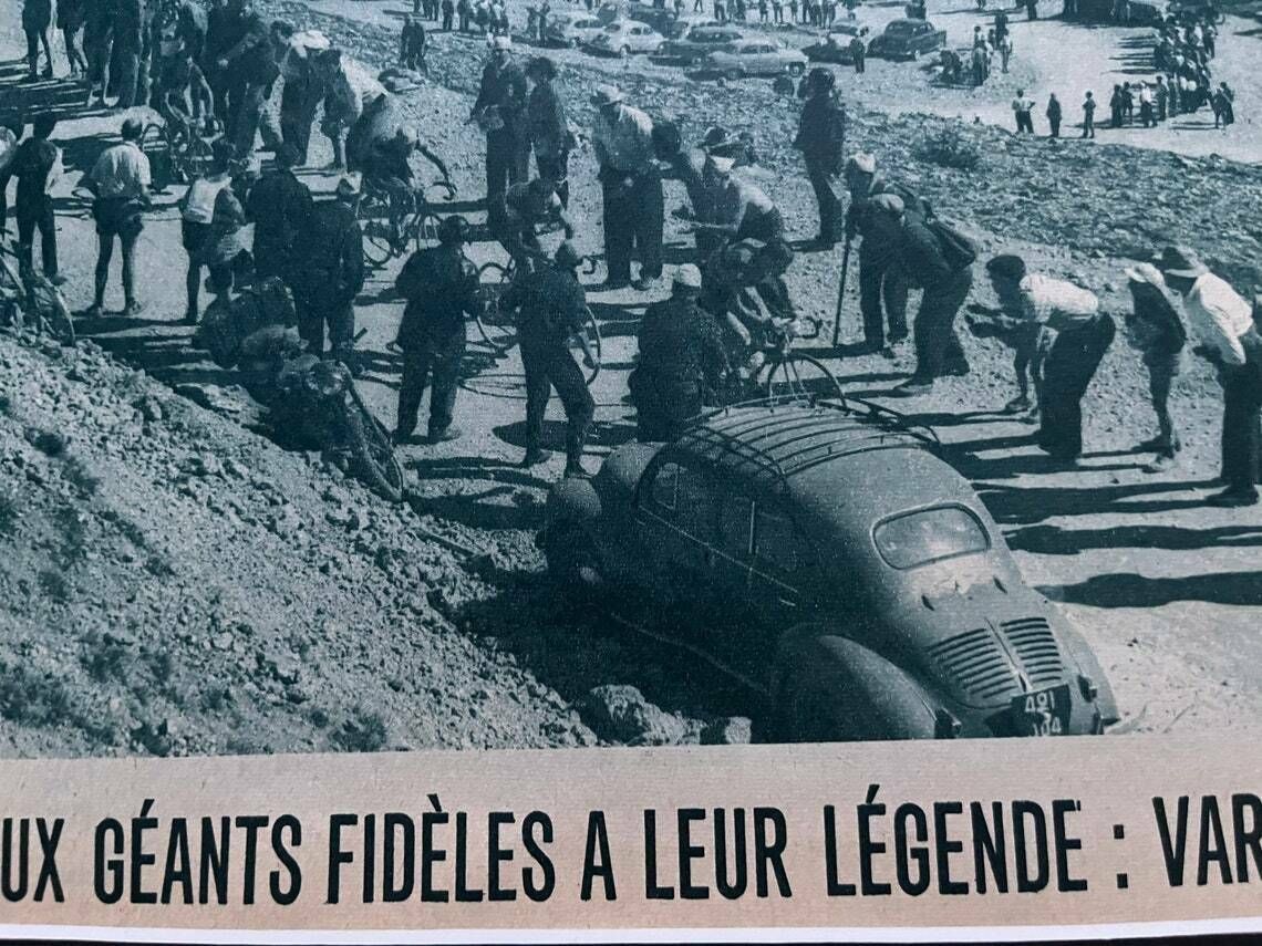 Fausto Coppi / Gino Bartali Col D’izoard Original Vintage Cycling Print 1952 Tour De France photo for sale