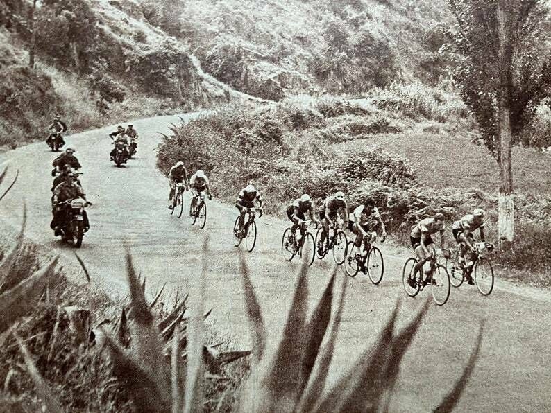 1950s Original Vintage Tour De France Peloton Cycling Print photo furniture