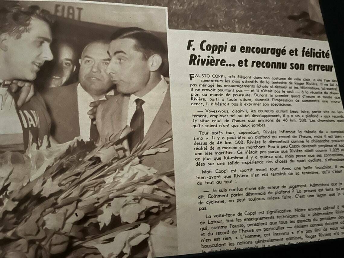 Original Roger Rivière / Fausto Coppi Pista Cycling Print 1957 photo 76.0