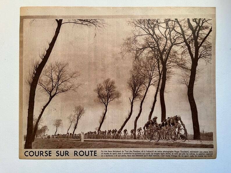 Vintage Cycling Print 1953 Tour De Flandres. photo furniture