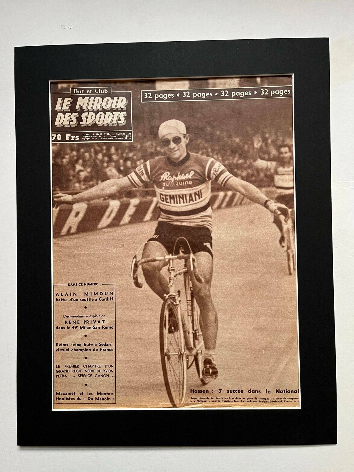 Roger Hassenforder St Raphael Geminiani Original Vintage Cycling Print 1958