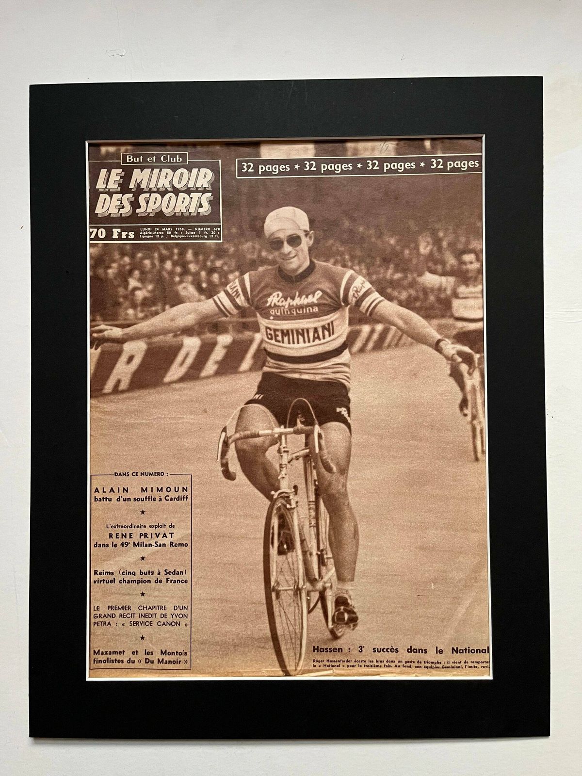 Roger Hassenforder St Raphael Geminiani Original Vintage Cycling Print 1958 photo for sale
