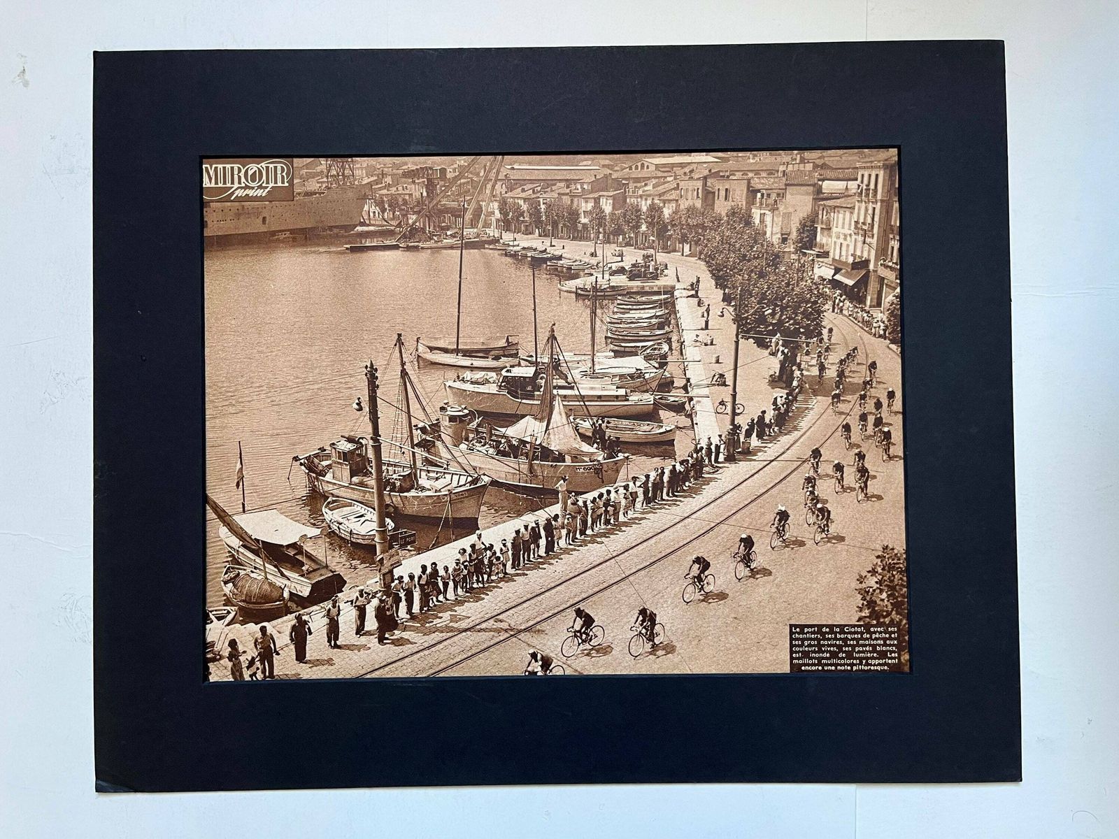 1953 Original Vintage Tour De France Cycling Print   Port De La Ciotat Provence