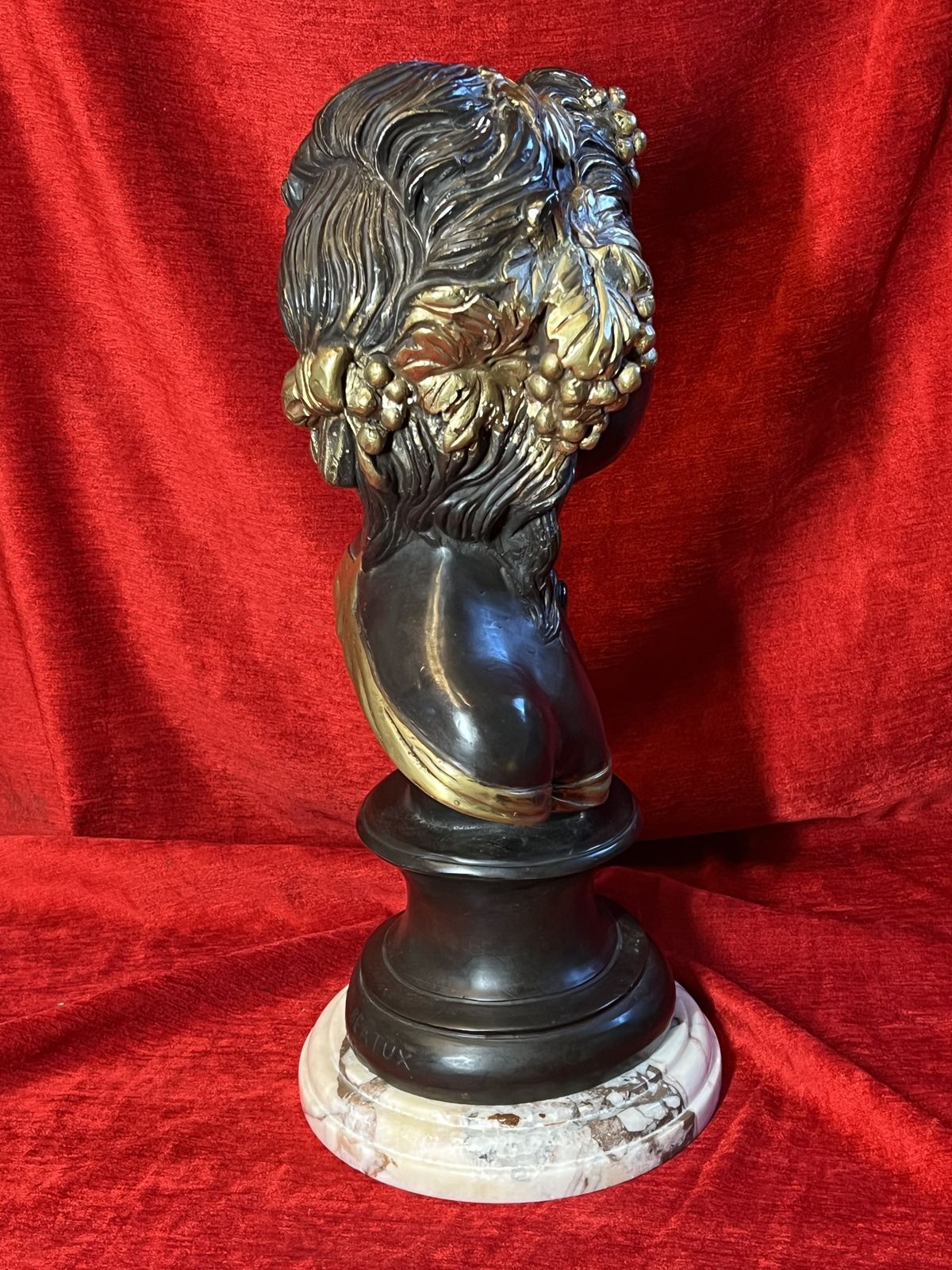 photo for sale French Gilt Bronze Bust Of Fruit Maiden Upon Marble Plinth Signed Louis Beatux