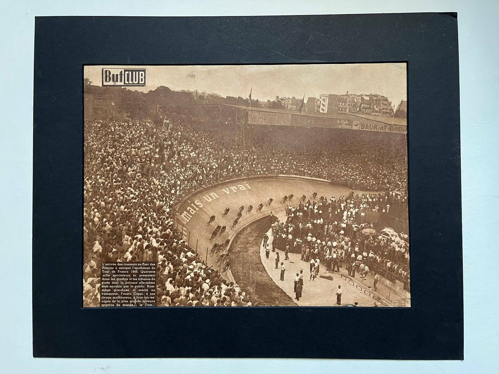 Vintage Tour De France Cycling Print   Ferdi Kubler 1950 Parc Des Princes