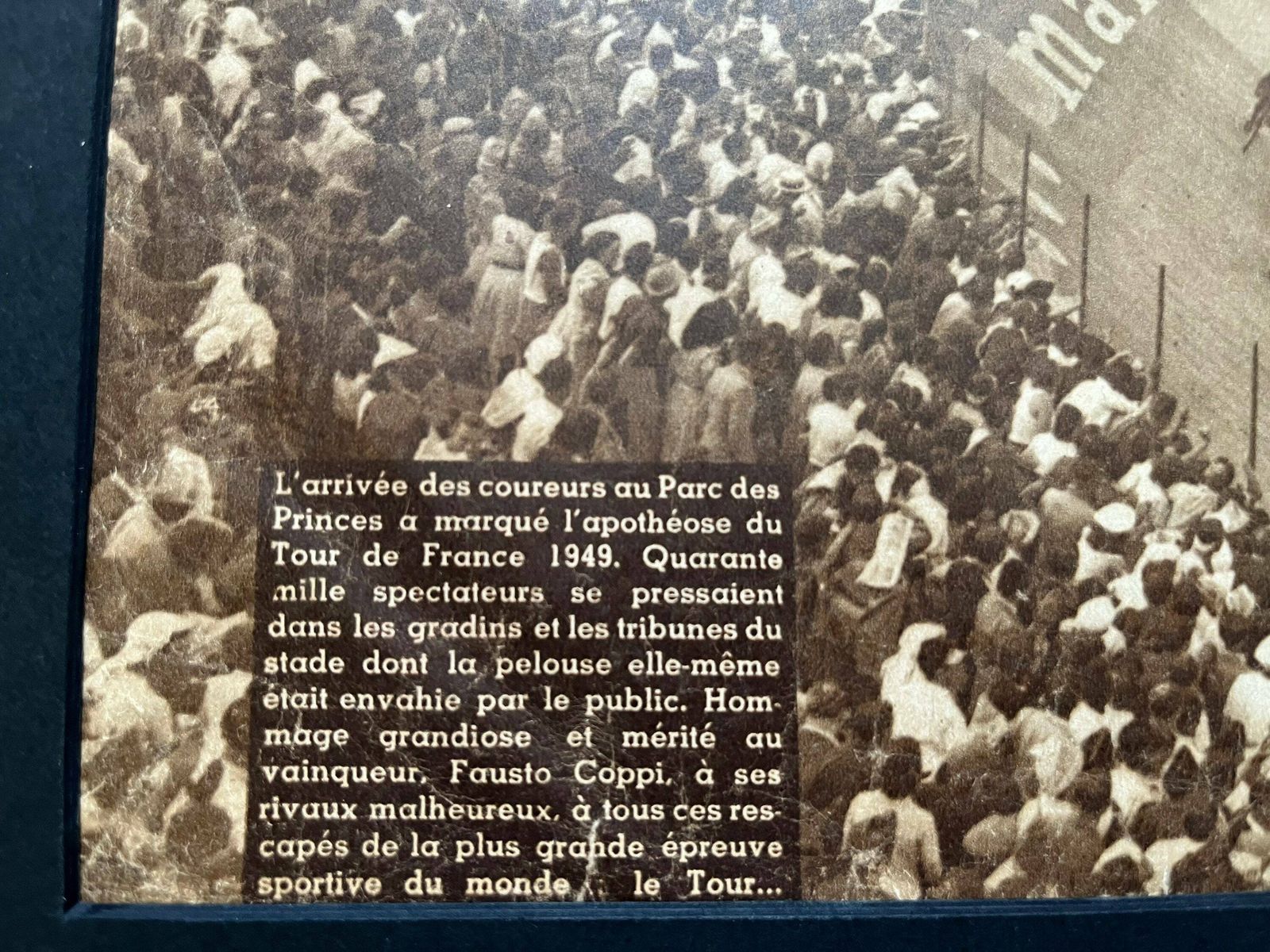 Vintage Tour De France Cycling Print   Ferdi Kubler 1950 Parc Des Princes photo Art