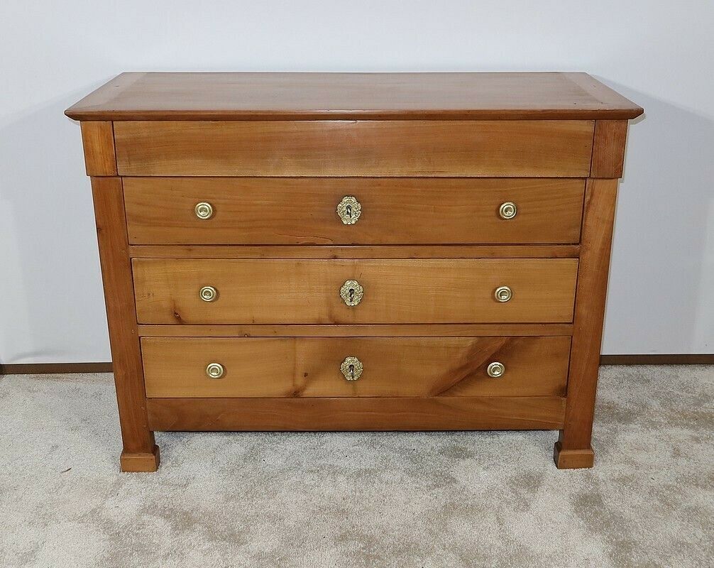 Small Chest Of Drawers In Solid Cherry, Directoire Taste, 19th photo vintage