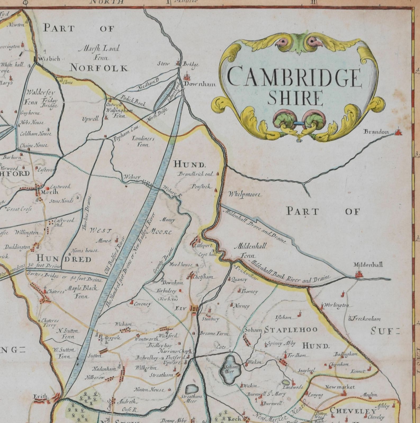 Sutton Nichols (1668 – 1729) Map Of Cambridgeshire photo furniture