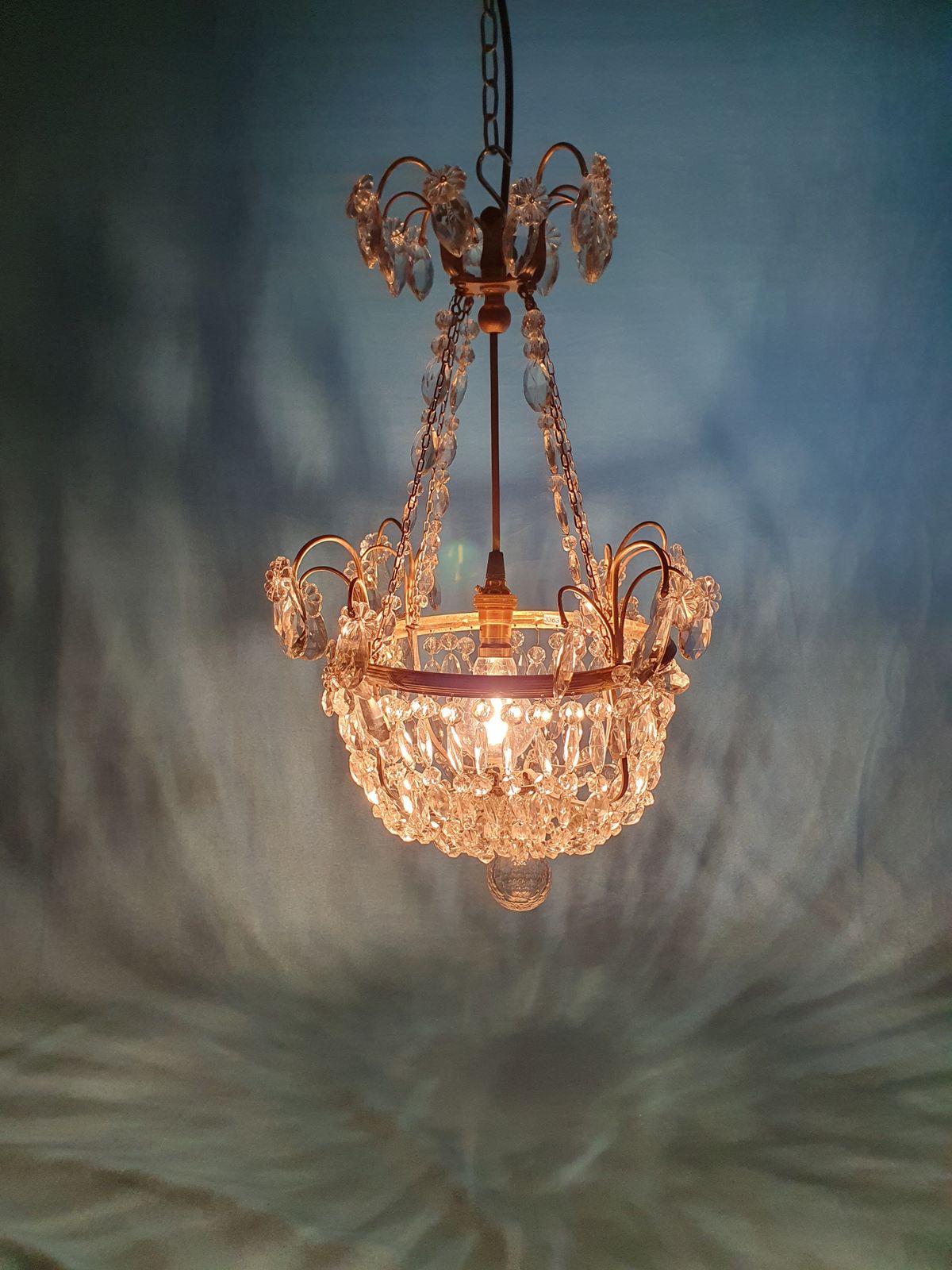 Early 20th Century Cut Glass Basket Chandelier photo furniture