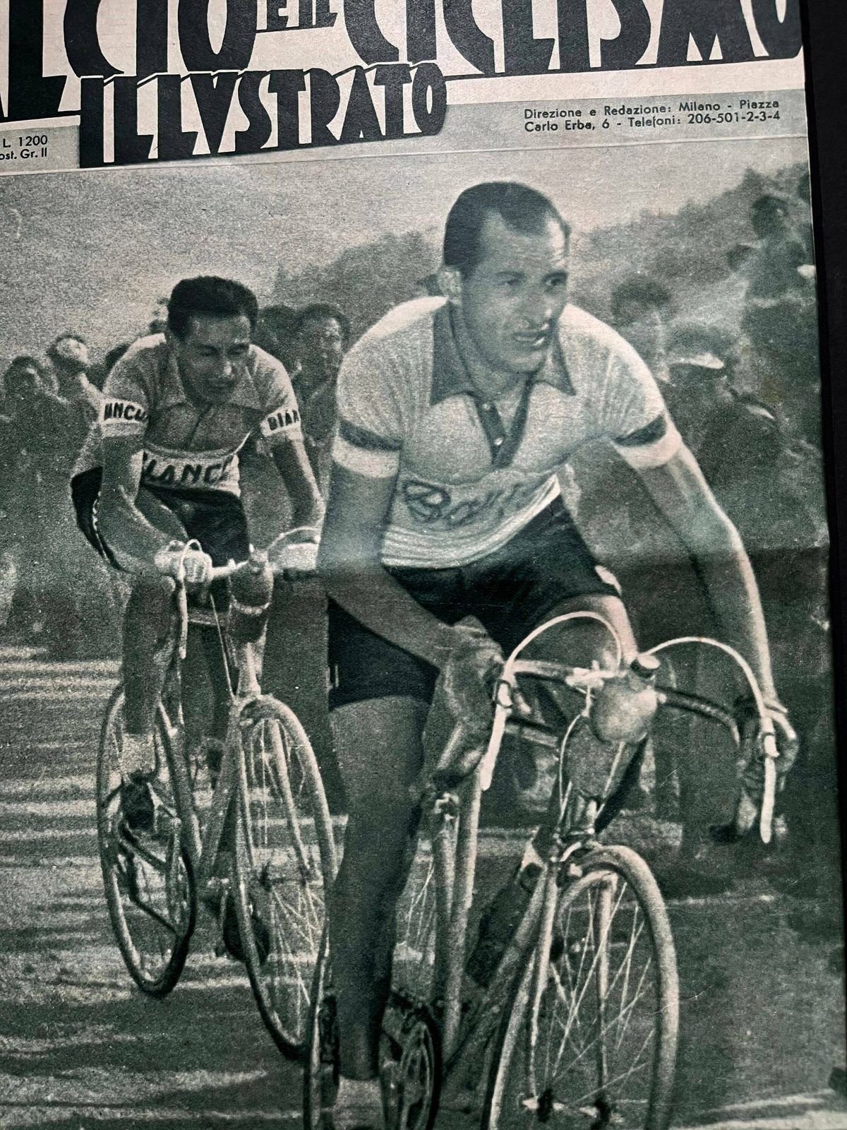 Fausto Coppi / Gino Bartali Original Vintage Cycling Print 1952 Tour De France photo for sale