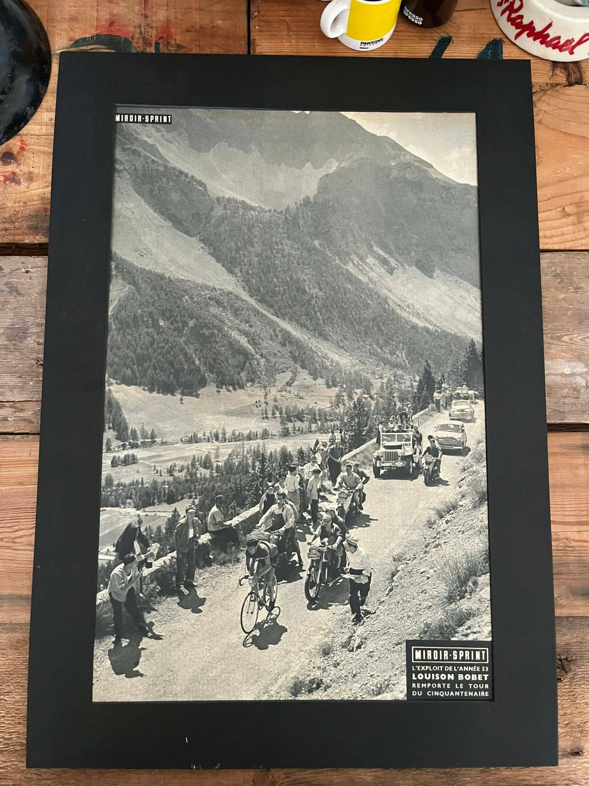 Vintage Tour De France Cycling Print 1953 Louison Bobet   Tourmalet photo 96.0