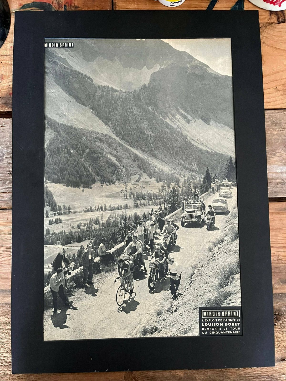 Vintage Tour De France Cycling Print 1953 Louison Bobet   Tourmalet photo vinterior