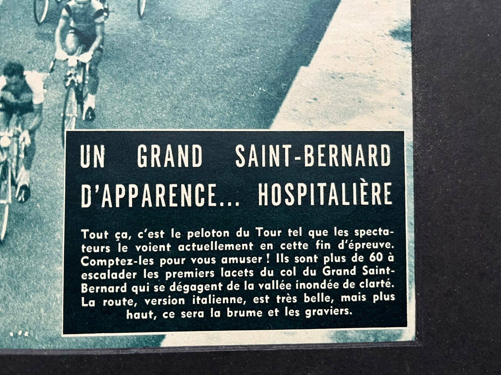 Col Saint Bernard Original Vintage Tour De France Peloton Cycling Print 1958 photo furniture