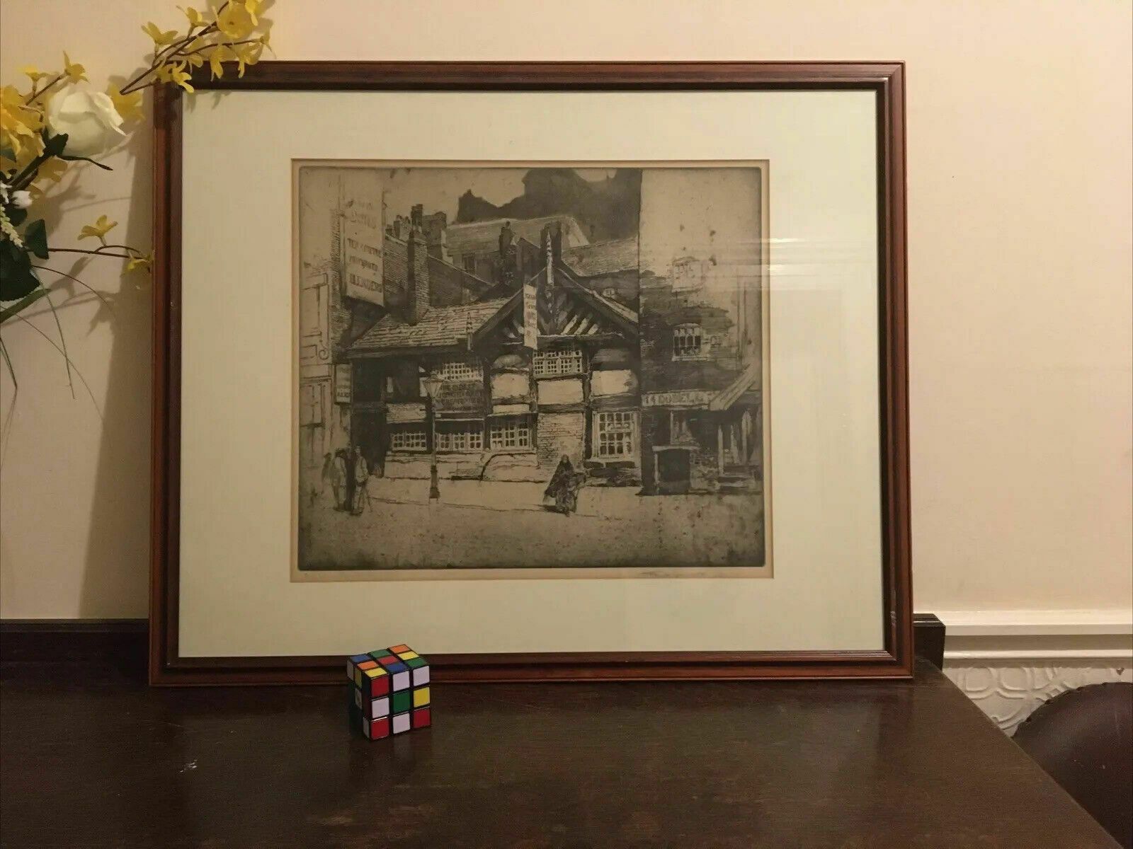 photo for sale Frank Greenwood Seven Stars Pub Etching Manchester Framed Northern Art Signed