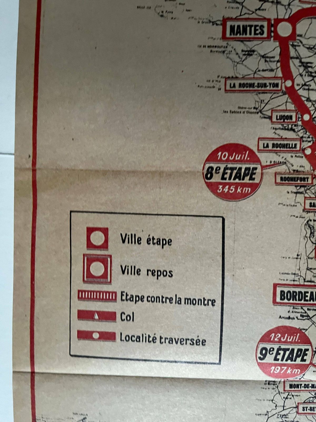 1953 Tour De France / Lambretta Map   Vintage Cycling Print photo vinterior