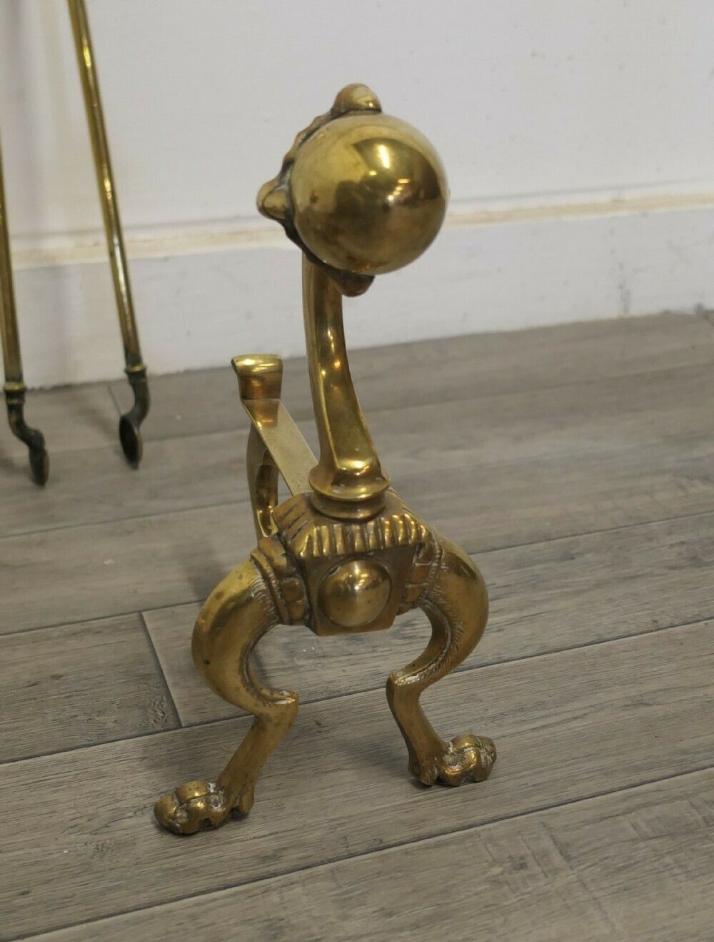 Arts And Crafts Brass Gothic Fireside Companion Set, Fireside Tools photo vinterior