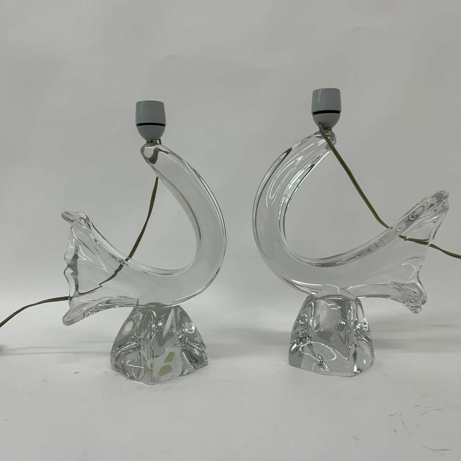 Set Of 2 Daum France Table Lamps Crystal , 1950’s
