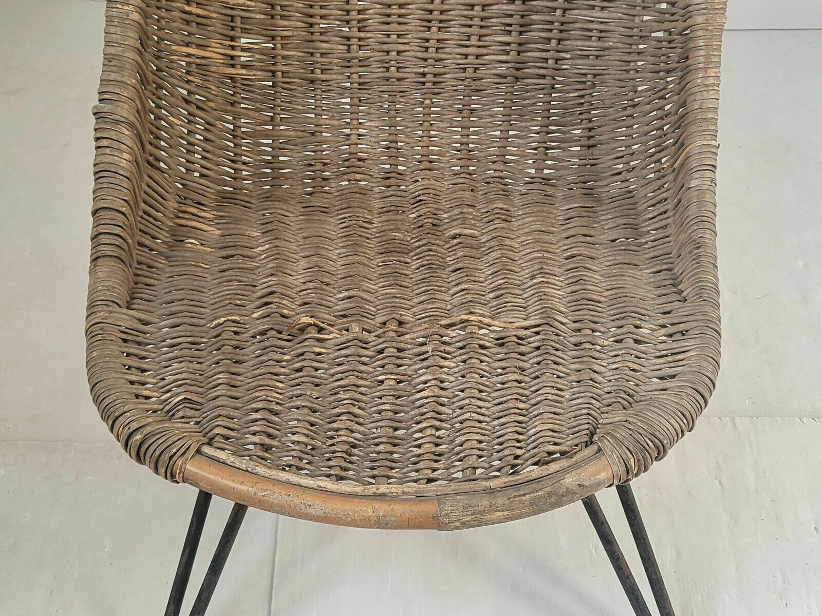 Vintage Armchair 1950 Rattan & Steel Dlg Jean Royere Janine Abraham Dirk Jan Rol photo vinterior