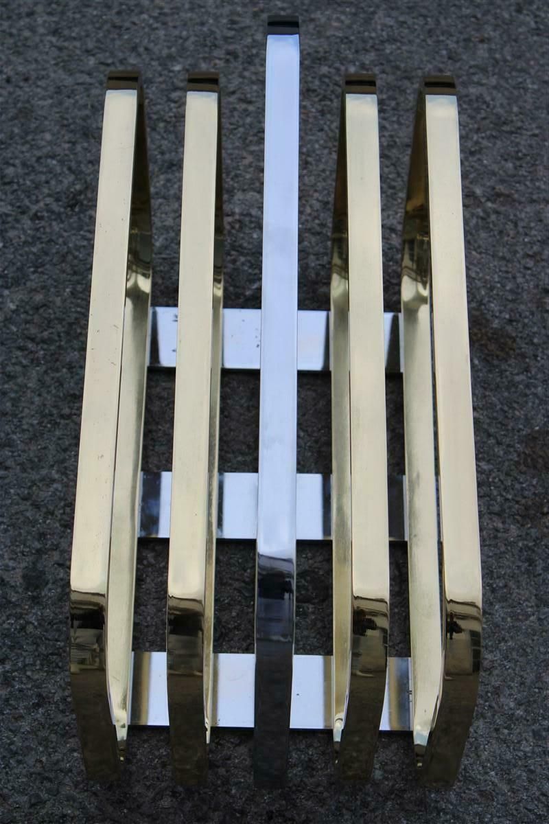 Romeo Rega Minimalist Magazine Rack In Solid Brass Italian Design, 1970s photo for sale