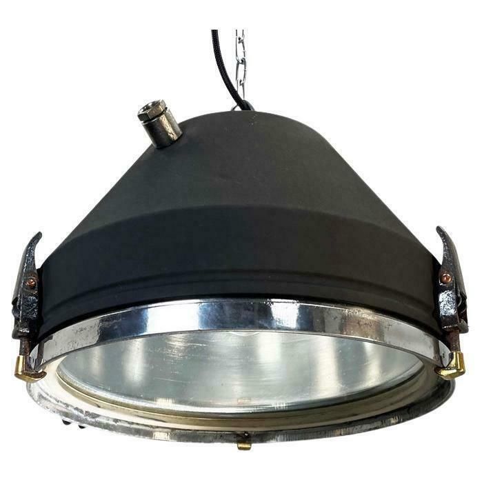 20th Century Black Industrial Iron Ceiling Light By Veb