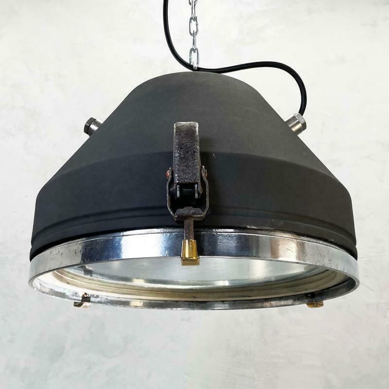 20th Century Black Industrial Iron Ceiling Light By Veb photo for sale