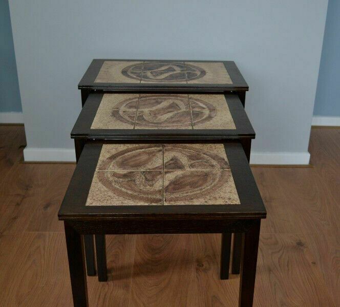 Mid Century Nest Of Tables With Tiled Tops photo furniture
