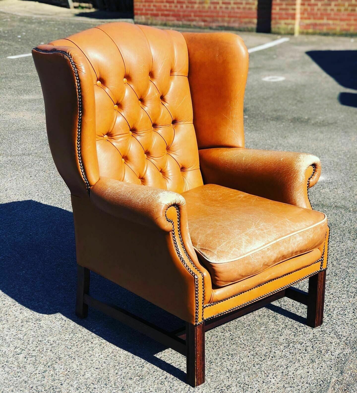Tan Leather Armchair, Country House Library Armchair. photo 795.0