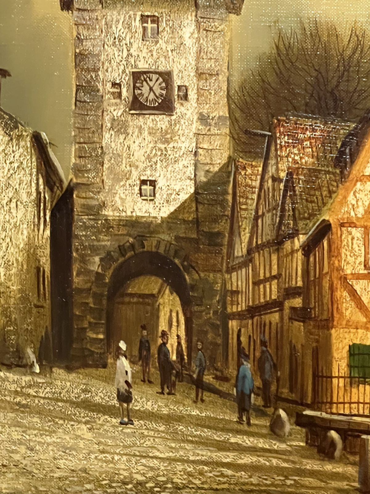 German Contemporary 20th Century Peter Samberger 'A View Of The Old Town Of Rothenburg' Oil Painting On Canvas photo for sale