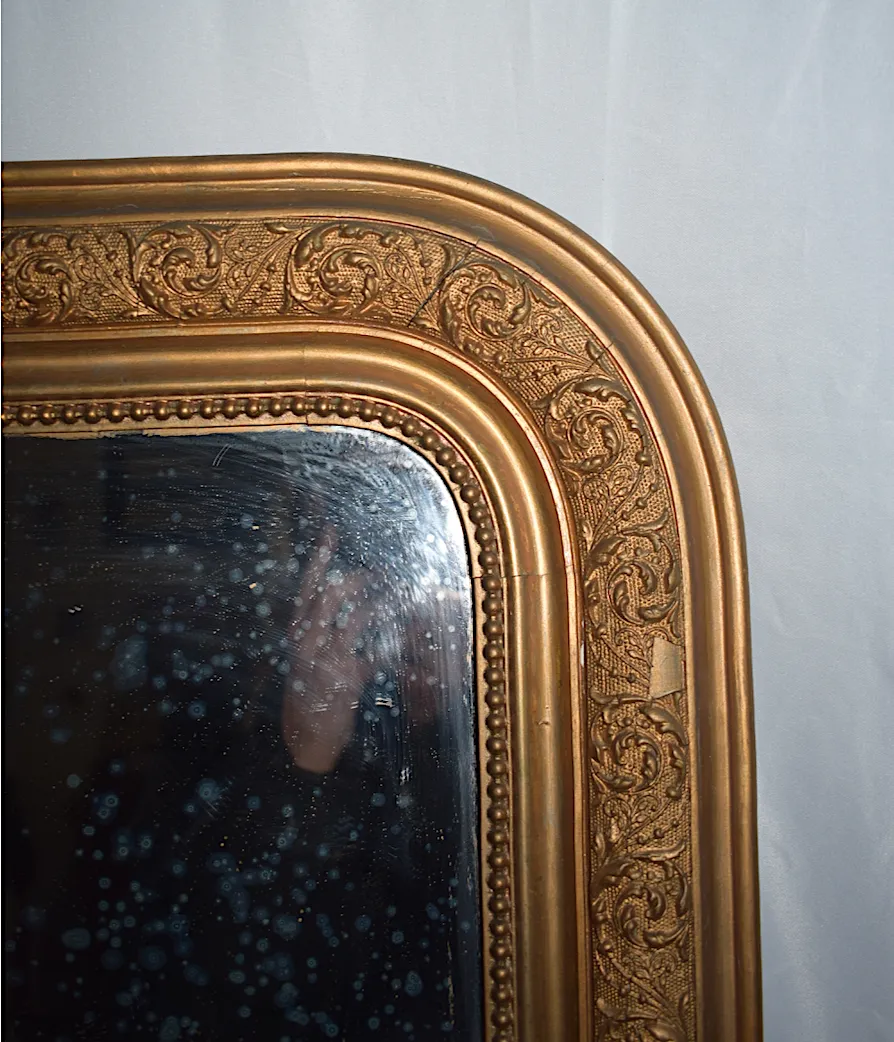 photo for sale Antique French 19th Century Louis Philippe Gilt Gold Mirror