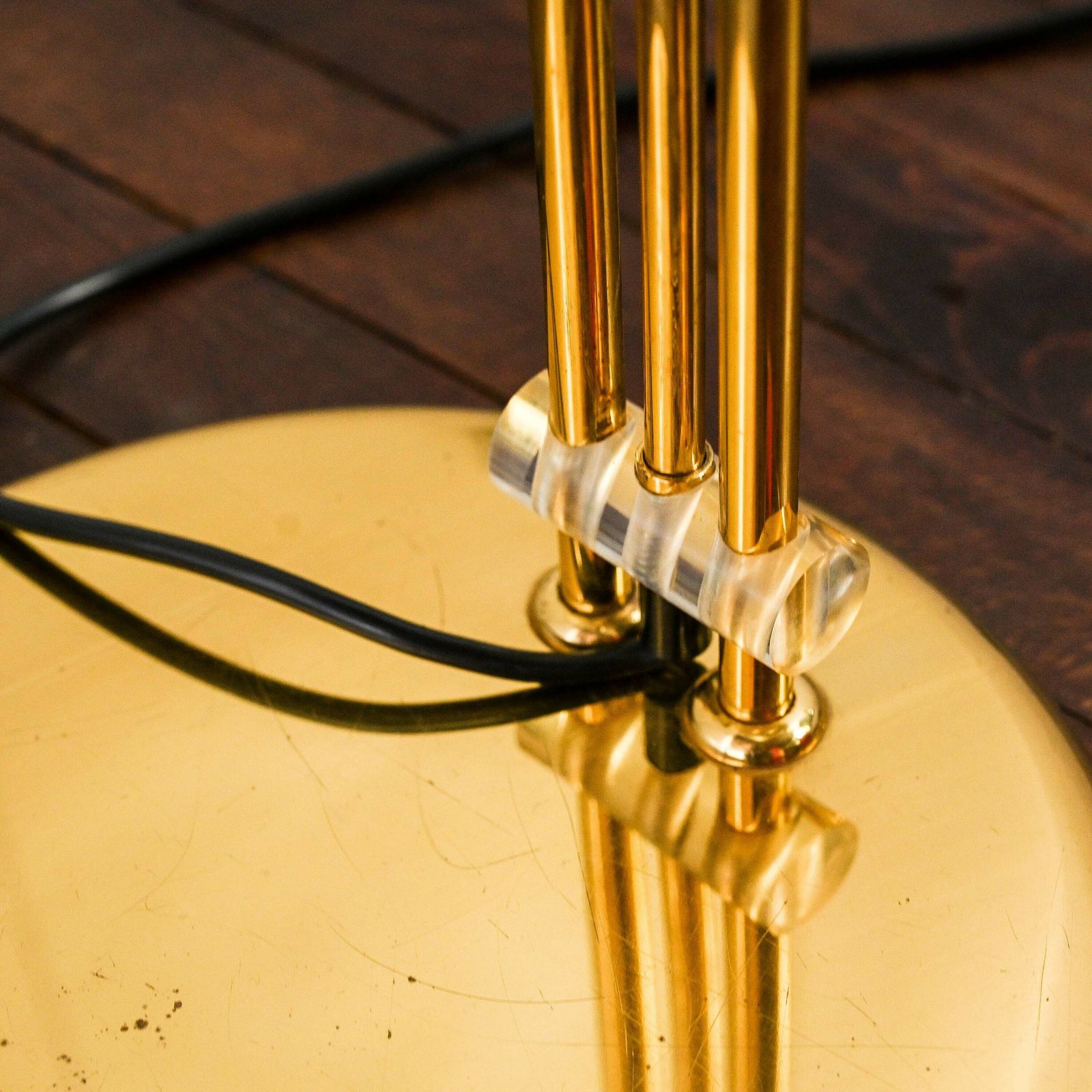 Omi Floor Lamp In Brass & Lucite Produced Form The 1970's photo vintage