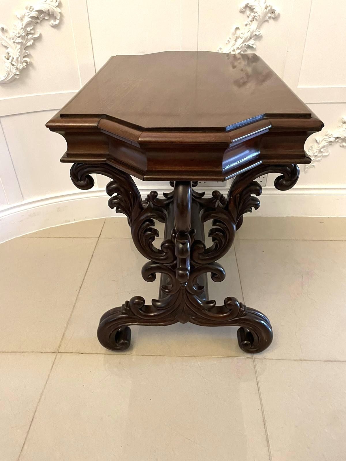 Outstanding Quality 19th Century Antique Carved Mahogany Freestanding Side Table photo for sale