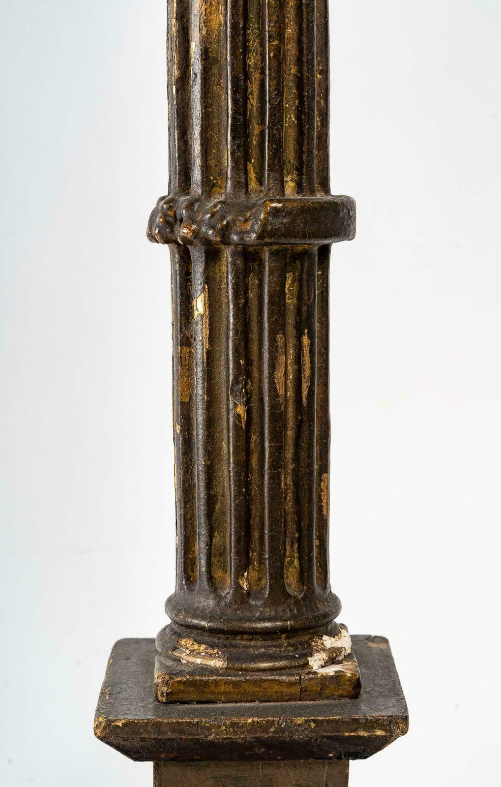 Carved And Gilded Wood Candle Stick, 19th Century photo 1454.52