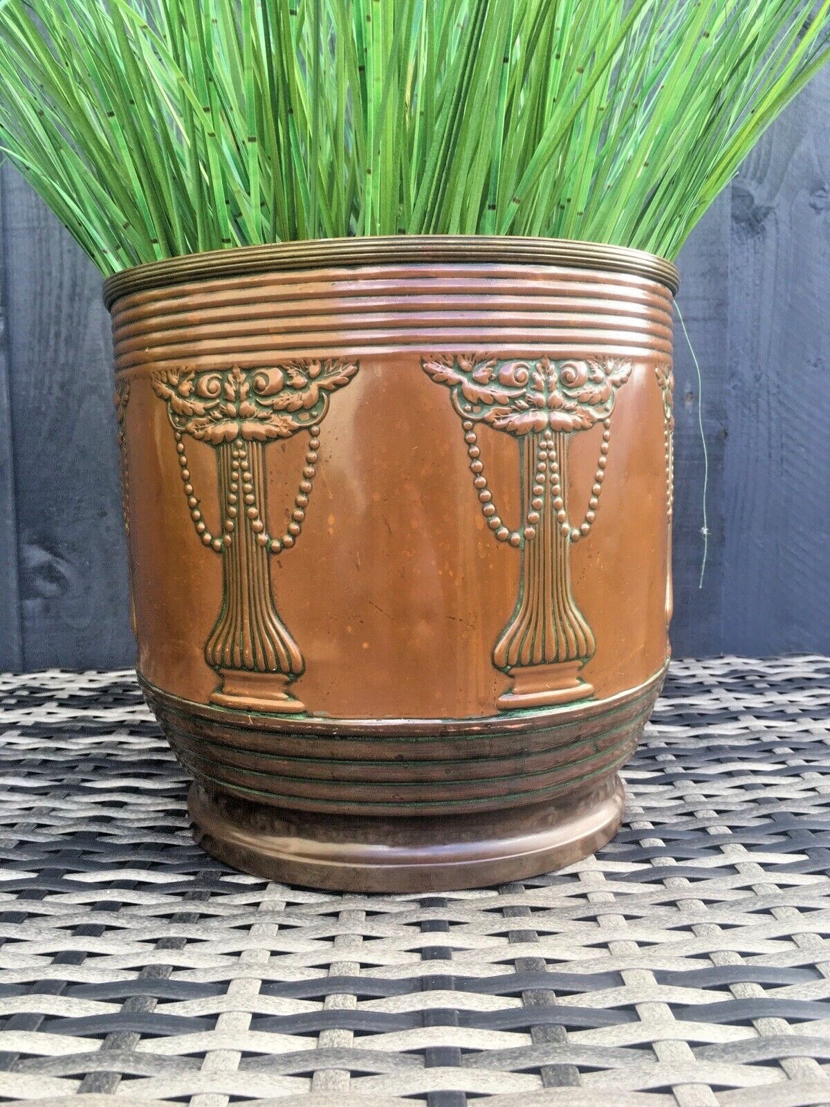 Art Nouveau Beldray Regency Swag Rose Copper Planter Flower Plant Pot Jardiniere photo 125.0